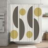 Modern Geometric Shower Curtain Set 180x180cm Yellow Dot Design for Bathroom Decoration In White Gray Color with Hooks (SS)