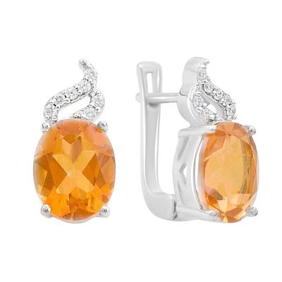 Silberohrringe mit natürlichem Goldquarz 9,713 ct, Zirkonia (2165705)