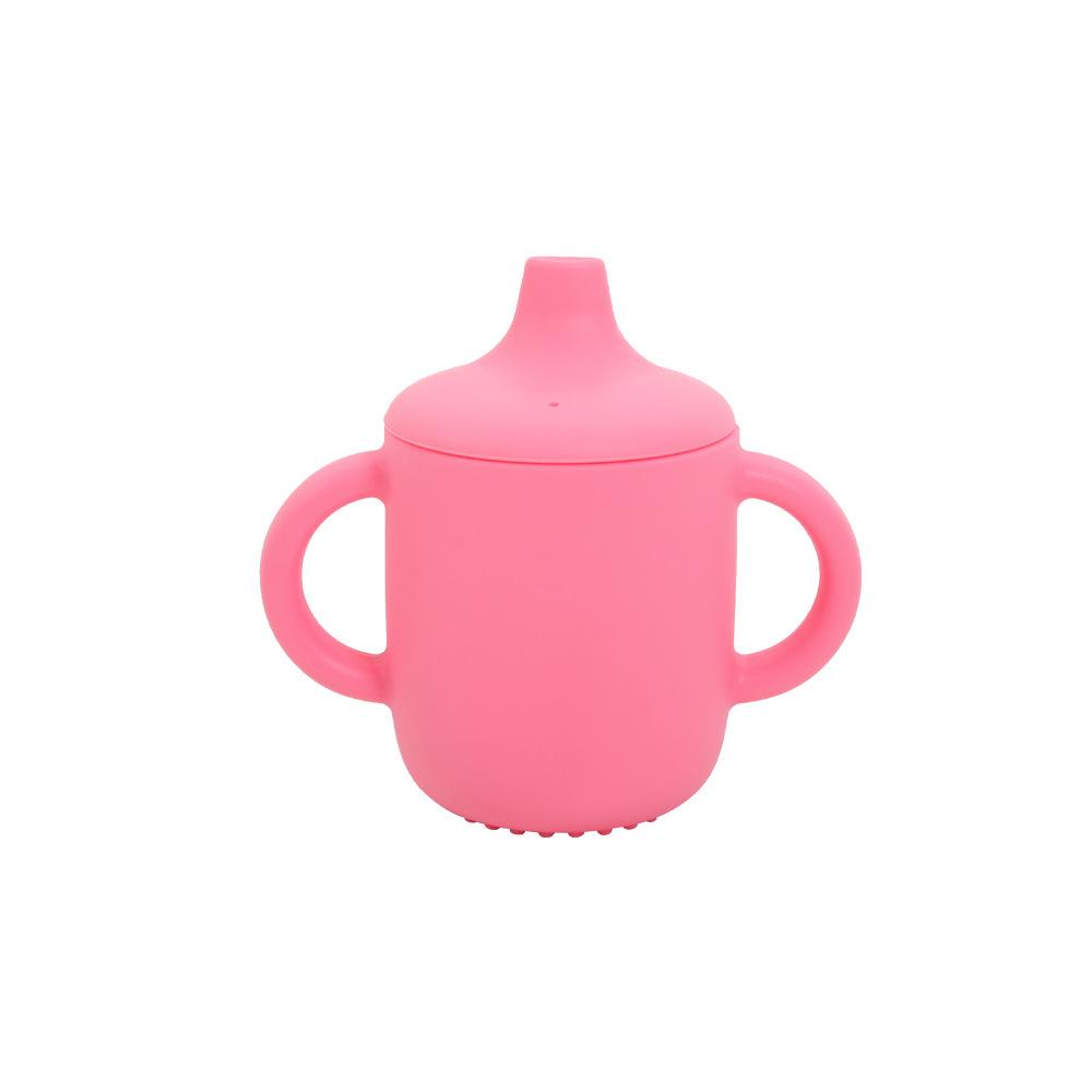 Food-Grade Silicone Straw Cup for Infants & Toddlers - Non-Slip, Leak-Proof, with Lid & Duckbill Spout, High-Temperature & Drop Resistant.