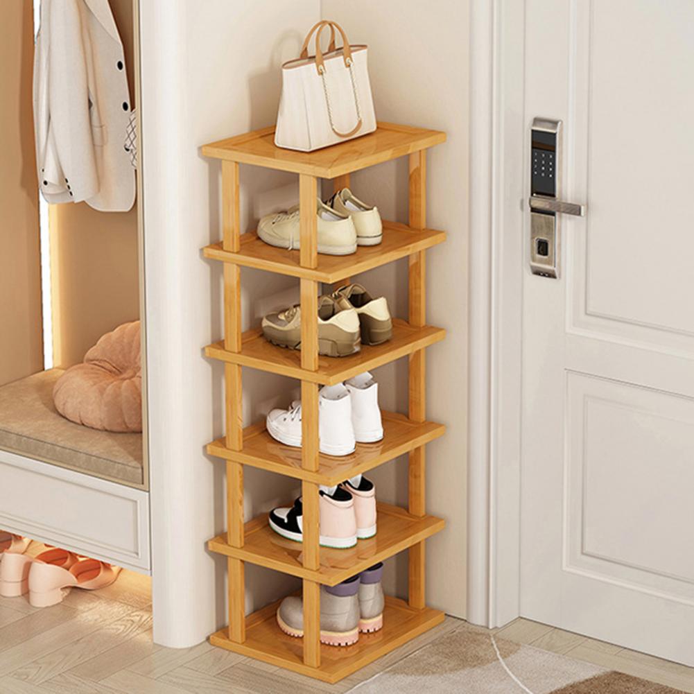 6Layers Stable Structure Waterproof Large Capacity Bamboo Great Load Bearing Multipurpose Entryway Shoes Storage Organizer Shelf