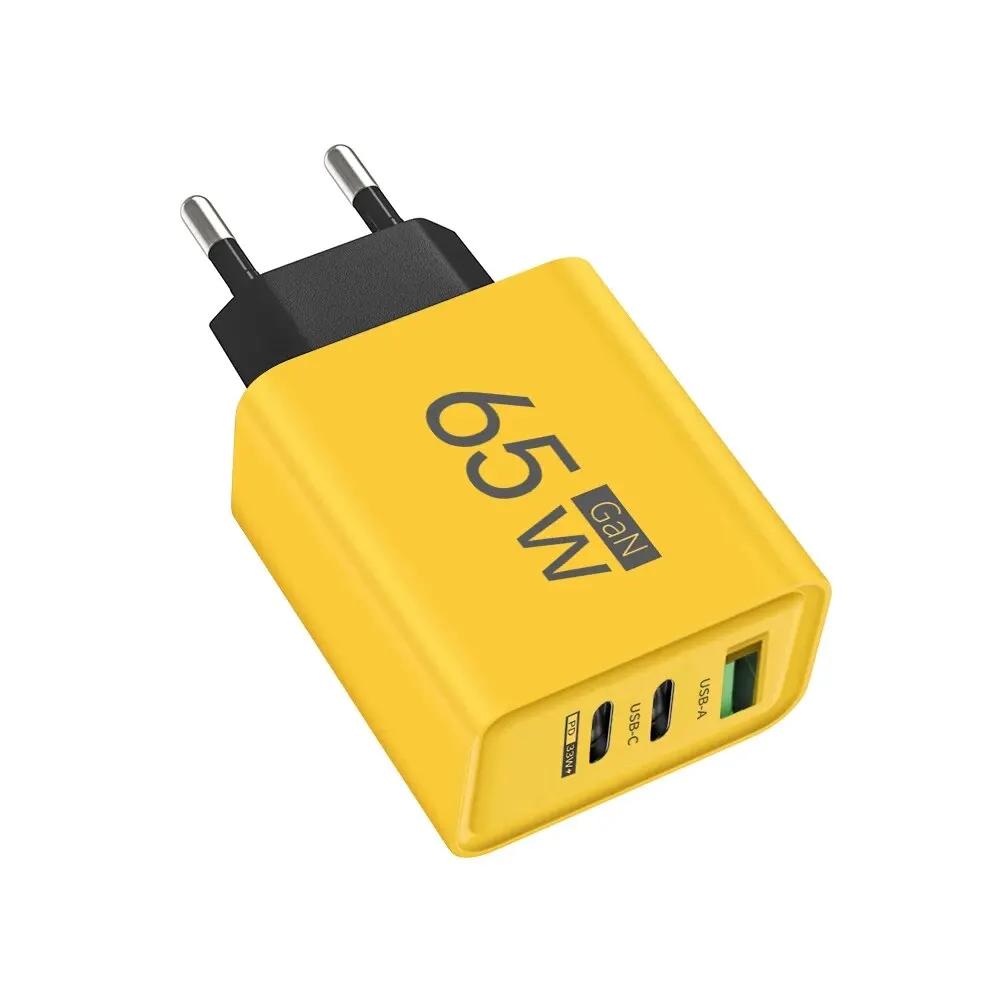 65W Charger USB PD Type-C Fast Charging 3-Port Phone Adapter QC3.0 Compatible with iPhone 15 pro Max Samsung Galaxy