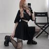 Schwarzer Minirock Gothic Damen Fee Grunge Hohe Taille Lose A-Linie Rock Shorts Goth Egirl Sommer Harajuku Streetwear