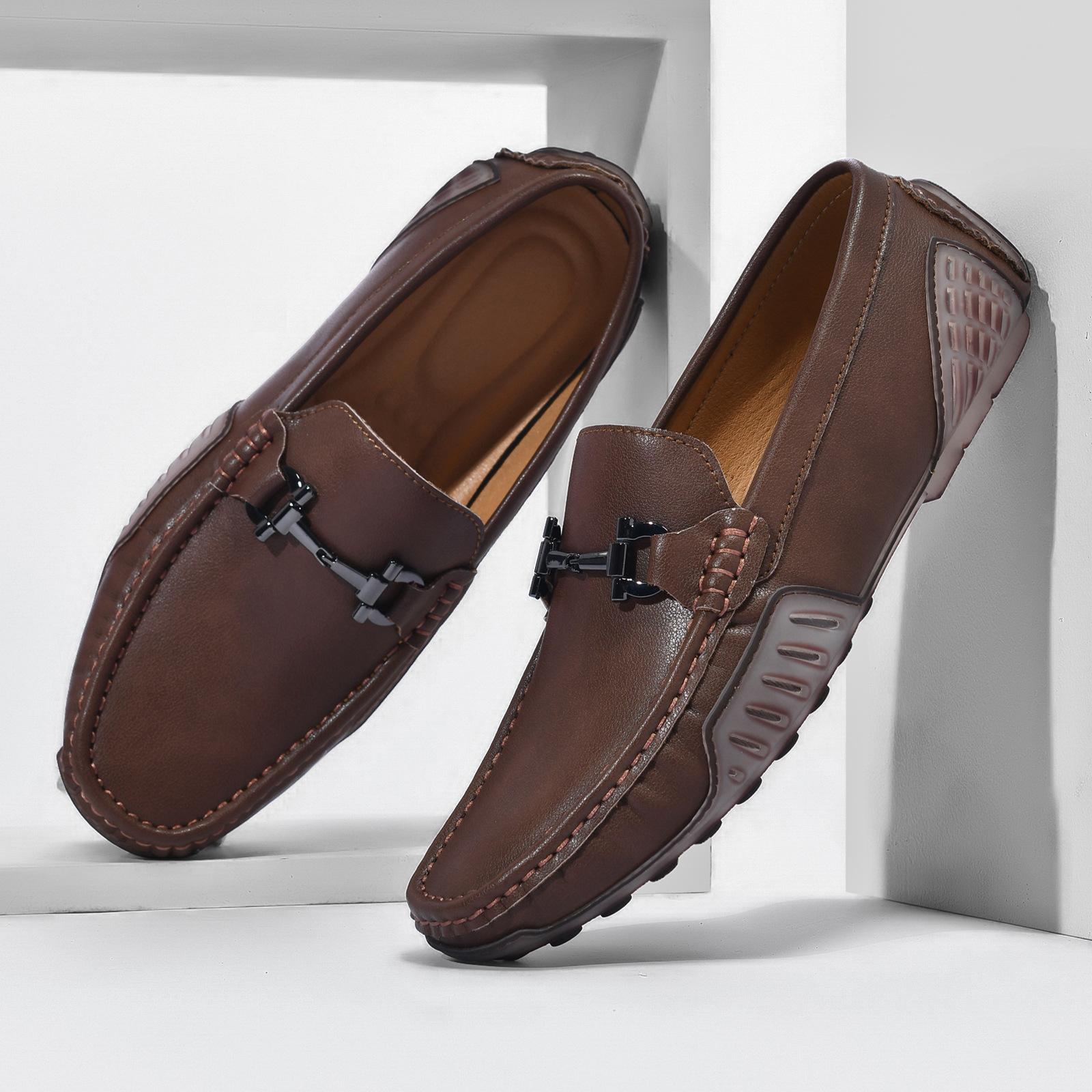 

Трендовая повседневная кожаная обувь с плюшевыми бобами, обувь из коровьей кожи, одна нога для вождения, трендовая обувь, мужская обувь большого размера 48