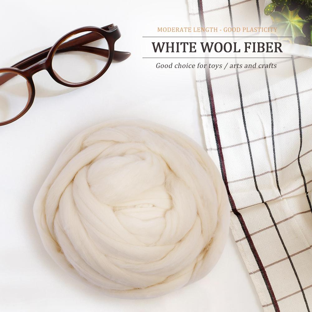 1kg Natural Environmental Pure White Warm Wool Roving Fiber (60S)