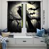 2Pcs Halloween Raven Curtain Scary Crow Full Moon Night Black Bat Spooky Misty Forest Decor Curtains Suitable For Living Room
