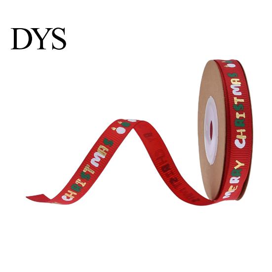 Seasonal Foil Ribbon for Party Decor Christmas Gold Ribbon, Merry Decorative Fabric Glittering Text Holiday Gift Packing, Xmas Decorations Stamping