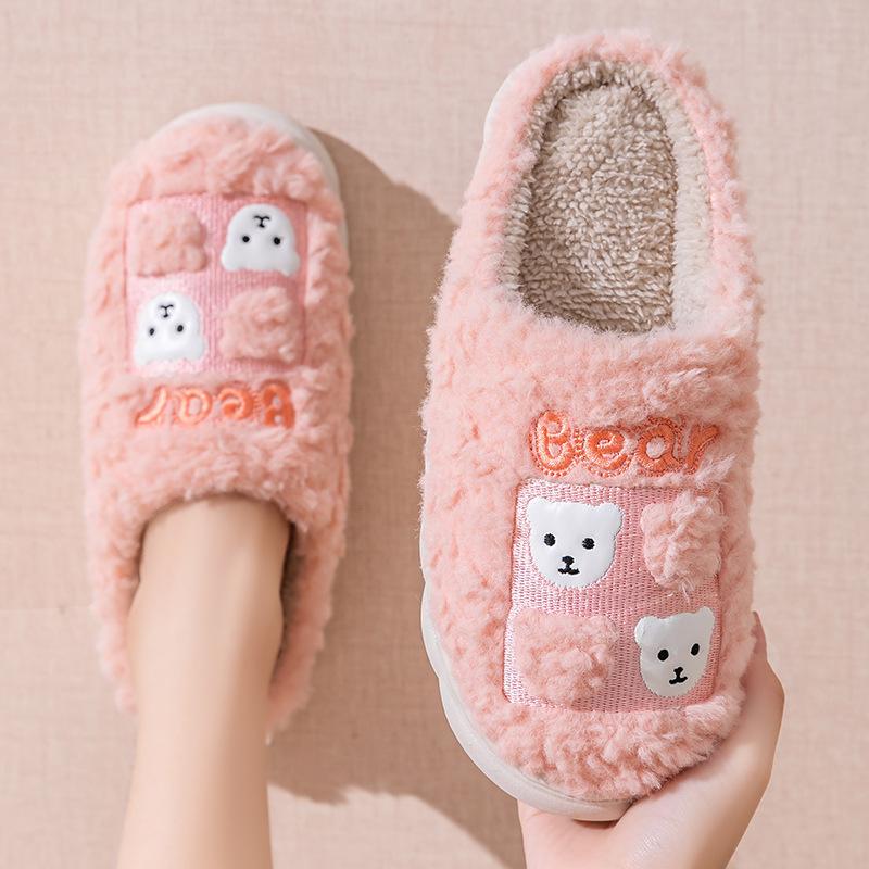Cotton Slippers for Women In Spring, Autumn, and Winter for Home Use, Indoor Anti Slip Confinement Shoes, Thick Soled Home Warm Couple Slippers