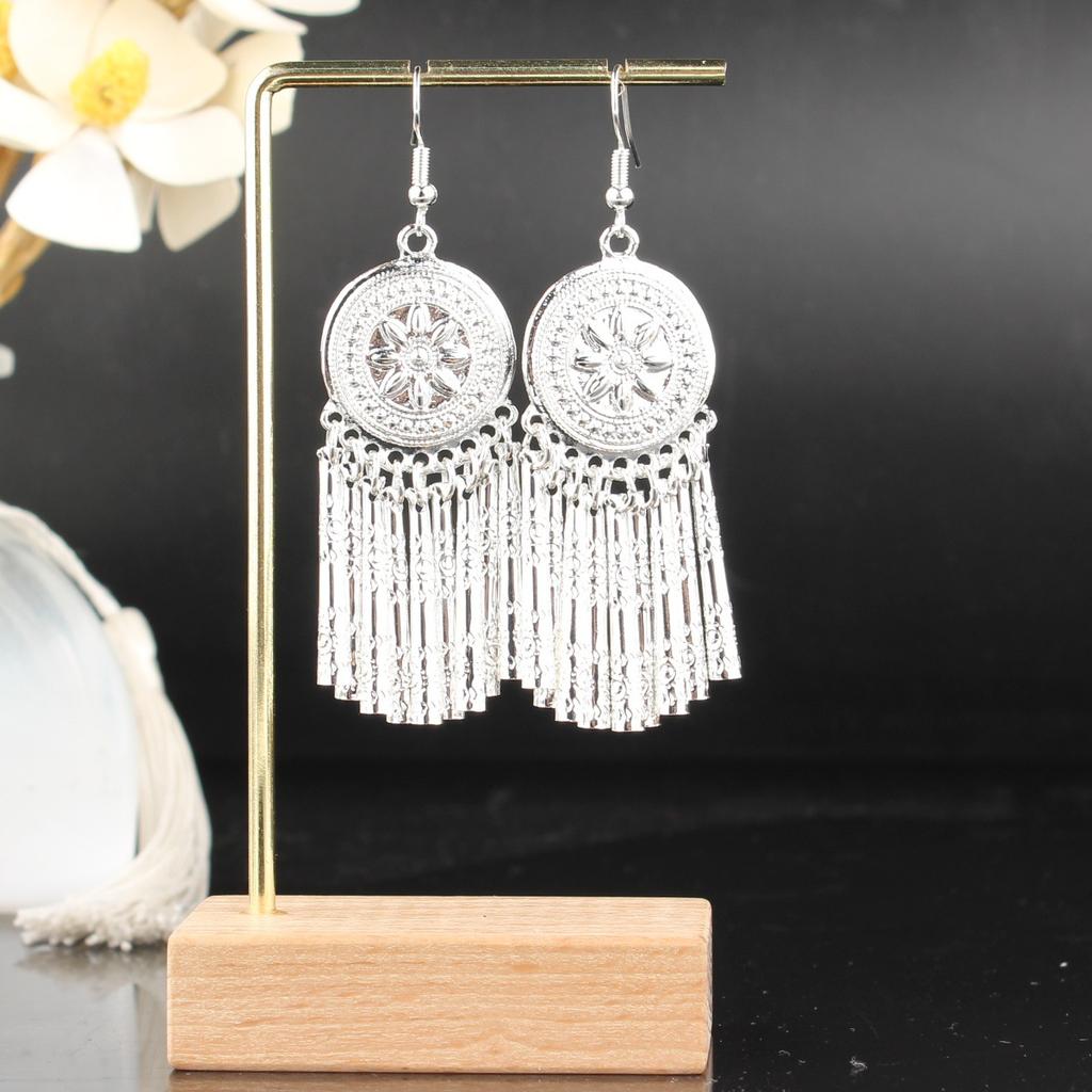 Turquoise Earrings Bohemian Drop Ear Earrings with Tassels, Geometric Alloy, Retro Style, Boastful Ear Accessories