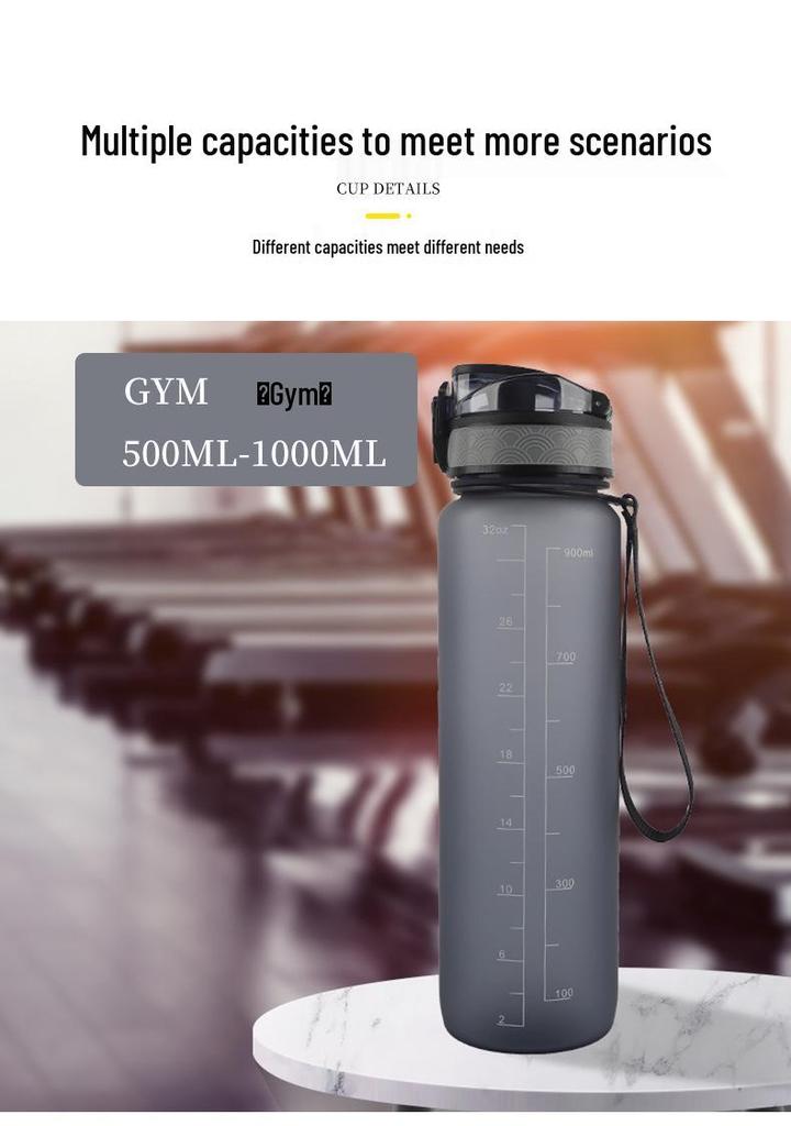 1000ml Large Capacity Tritan Sports Water Bottle with Handle for Fruit Tea