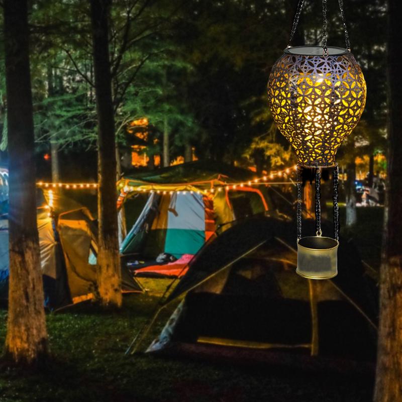 Hot Air Balloon Solar Light Lantern Hot Air Balloon Shape Solar Light Energy-Efficient Weatherproof for Garden Outdoor Lights