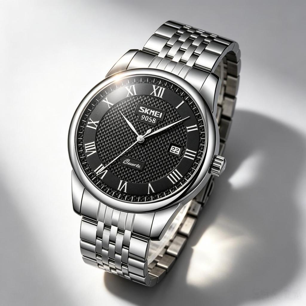 Unisex Quarzuhr SKMEI Römische Ziffern Lederarmband 30M Wasserdicht 9058