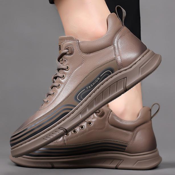 Zapatos de cuero genuino para hombre, zapatos casuales de marca de lujo, zapatillas con cordones para hombre, tenis italianos transpirables, zapatos deportivos, zapatos de skate