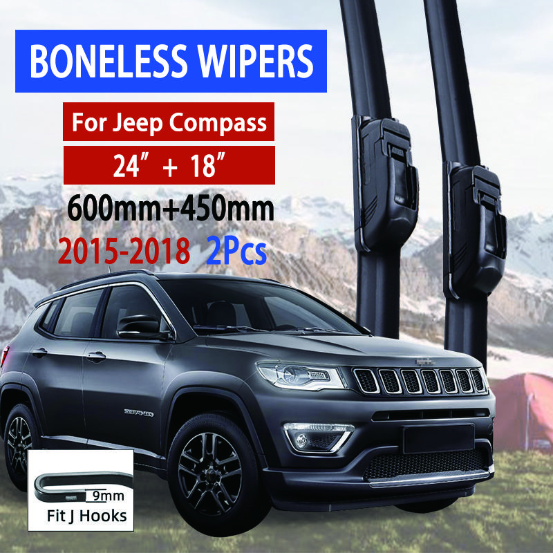 Für Jeep Compass MK2 MP/552 2016-2020 Auto-Scheibenwischer U-Typ Weichgummi Bügelloser Wischer HD Leise Langlebig Automobil-Scheibenwischer 24"+18"""