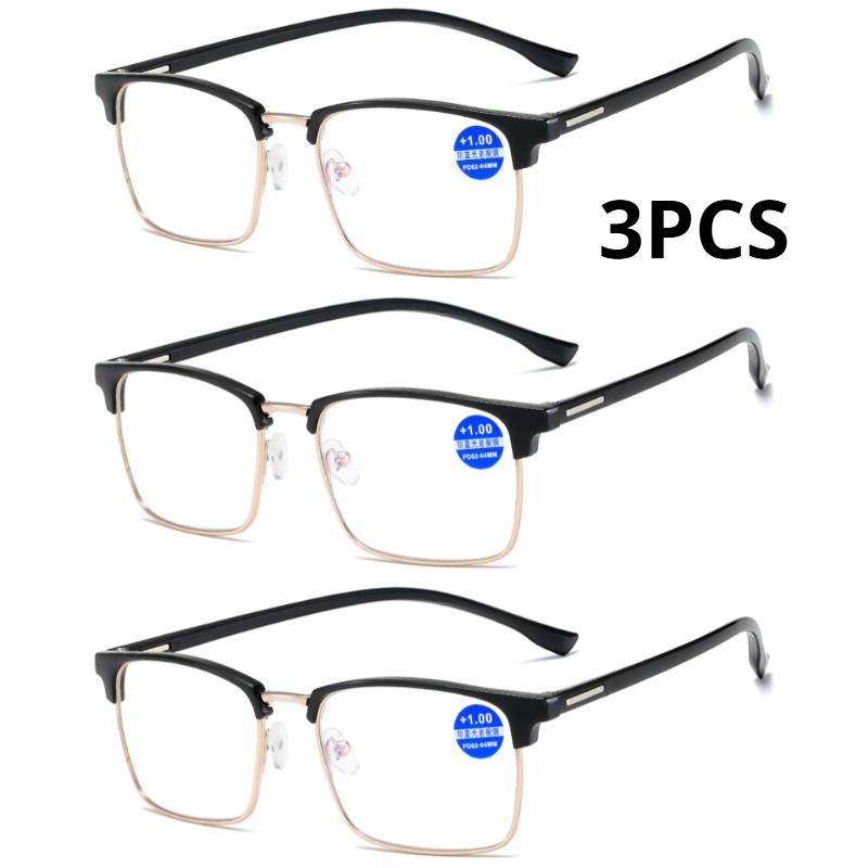 

3PCS Square Reading Glasses Men Myopia Eyewear Anti Blue Light Half Frame Myopia Eyeglasses 4