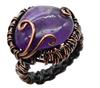 Amethyst Natural Gemstone Copper Wire-Wrapped Ring US Size-5.75 A 568