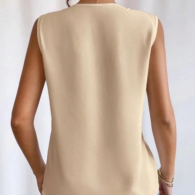 Solid Casual Loose Sleeveless Blouses for Women Fashion Summer Women's Oversized Shirts and Blouses Elegant Youth Female Tops