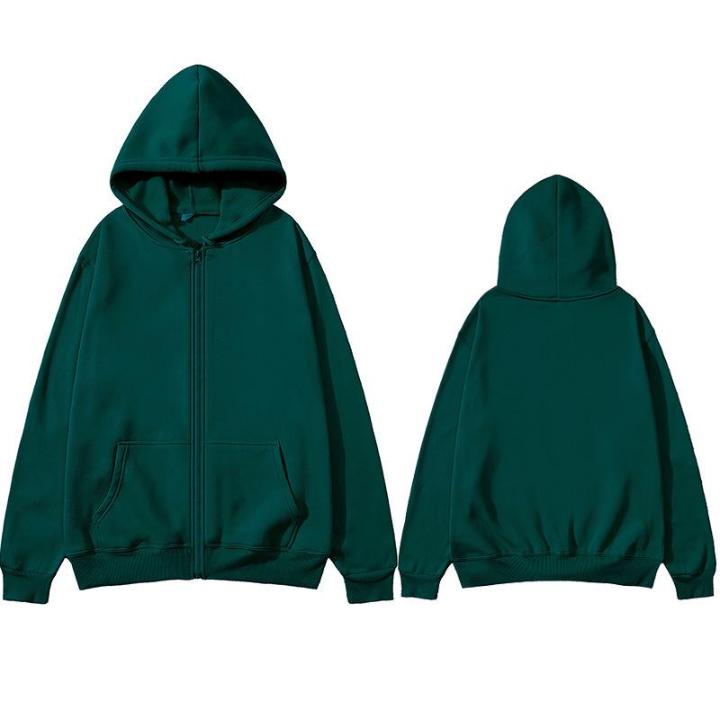 Unisex Zipper Hoodie - Velvet-Lined, Thick, Fashionable, for Autumn/Winter