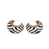 Gebrauchte Schwarz-Weiß C-förmige Zebra-Streifen Zirkon Ohrstecker - Vintage Europäisches Design