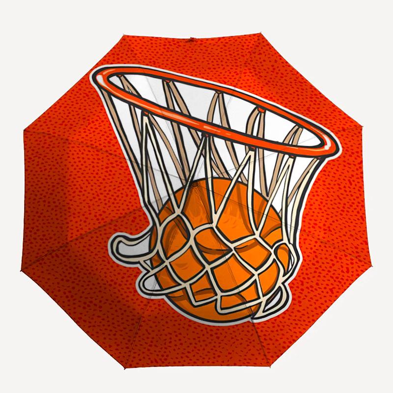 1pc Basketball Hoop Automatic Open/Close Umbrella 8-Rib Strong Frame, Portable Travel Umbrella for Women & Men, Birthday Gift Parties, Everyday Use