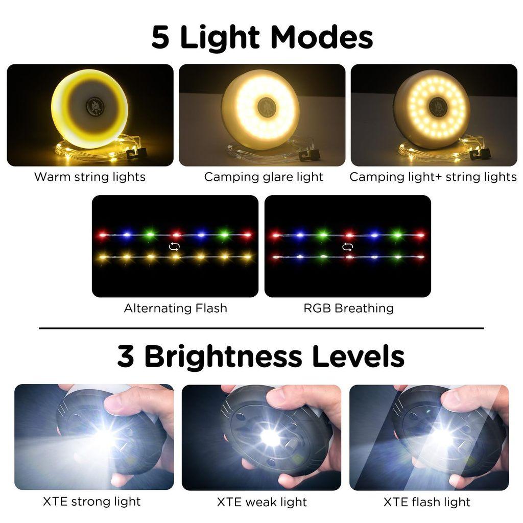 Camping Led Rope Light With Magnetic Clips For Outdoor Tents And Atmosphere Decor