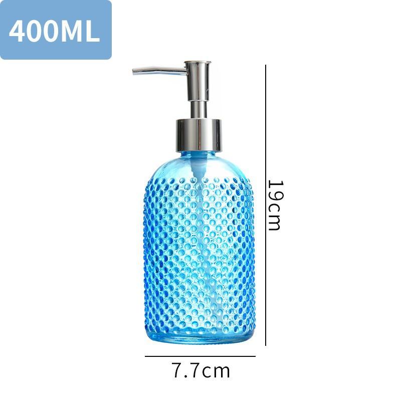 Portable Glass Press Bottle400mlNordic Light Luxury Travel Household Hand Soap Lotion Dispenser Bottle Shampoo Shower Gel Contai синий