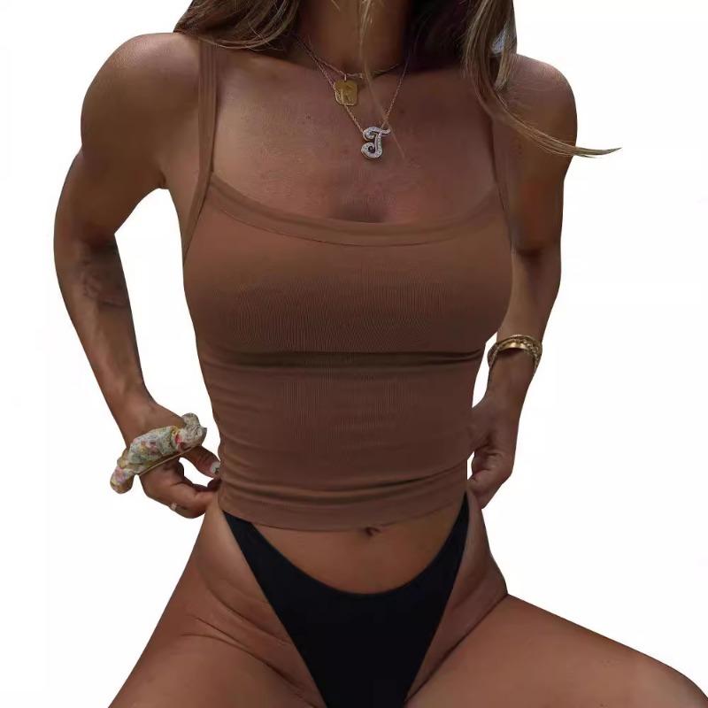 Women Sexy Slim Fit Cropped Single Strap Y2k Casual Camisole Top
