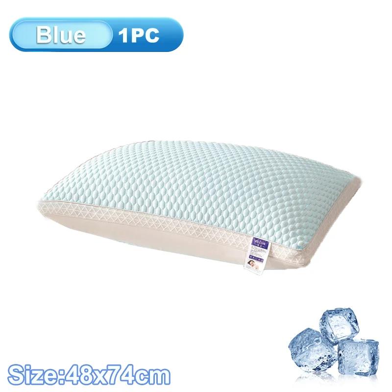Summer Cooling Ice Silk Pillow Breathable Mesh Edges 3D Ergonomic Cervical Support Pillow Core for Home Hotel Helps with Sleep