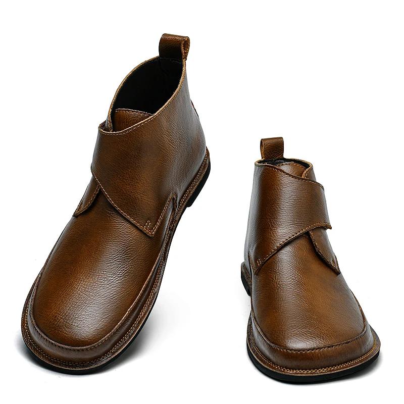 Fashion Italian Men Handmade Flat Designer Chelsea Business Dress Boots Brand Comfy Genuine Leather Shoes Fashion Classic Chelsea Boots