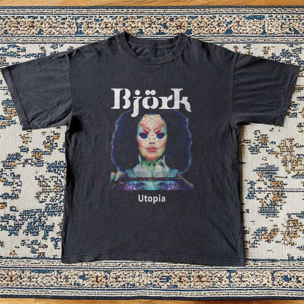 Bjork Utopia Retro Black Cotton Unisex Band Tee New Size S5XL Unisex T-Shirt S