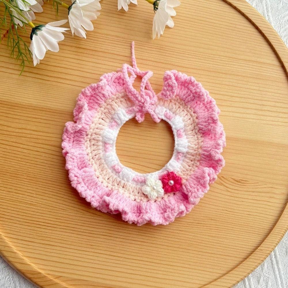 Adjustable Cozy Puppy Collar Flowers Pendant Dog Scarf Bib Stylish Saliva Towel  Daily Use