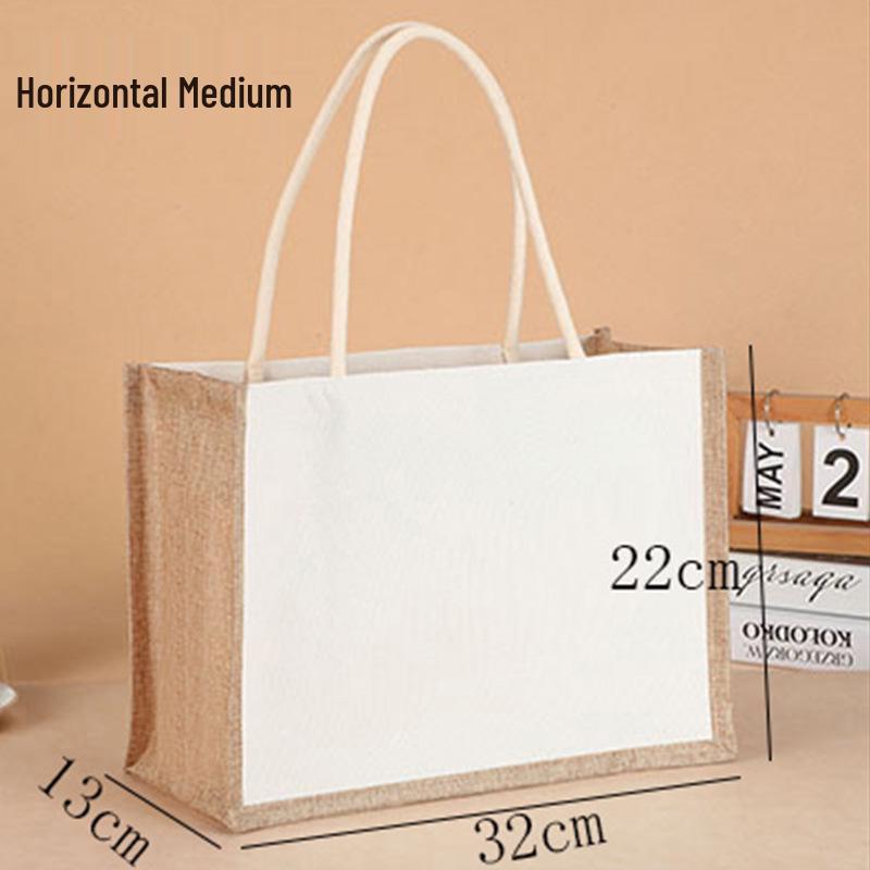 Hand-Painted Muji Jute Burlap Tote Bag for Christmas