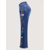 Women's Plus Size Stretch Micro Flare Embroidery Denim Jeans