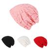 Women Flower Hollow-out Cotton Hat Delicate Windproof Knitting Warm Cap