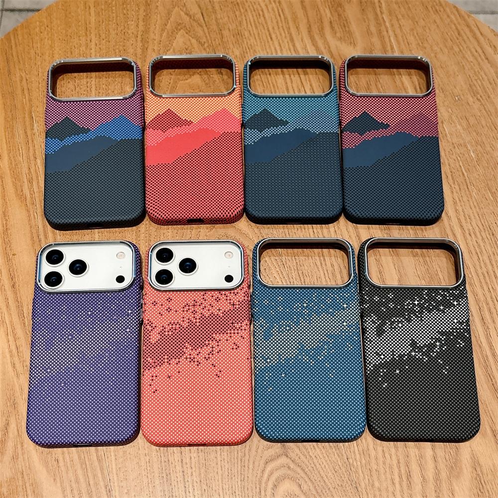 For iPhone 17 Air 17 Pro Max Magnetic Luxury Kelvar Carbon Fiber Phone Case Wireless Charging Ultra Thin Hard Colorful Cover