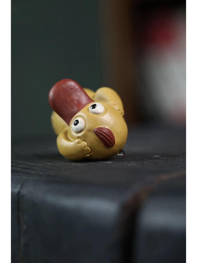 Yixing Zisha Little Yellow Duck Psyduck Tea Pet Sculpture - Cute Creative Ornament