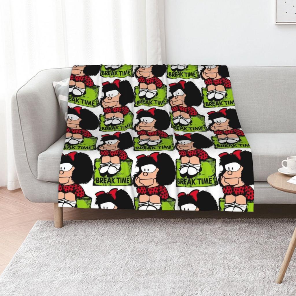 Mafalda break time sitting and relaxing position Throw Blanket Portable Lightweight Blanket for Travel Camping