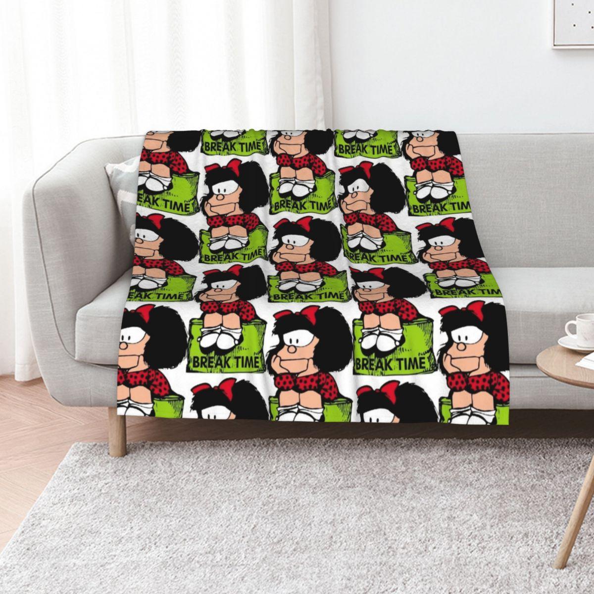 Mafalda break time sitting and relaxing position Throw Blanket Portable Lightweight Blanket for Travel Camping 75X95CM