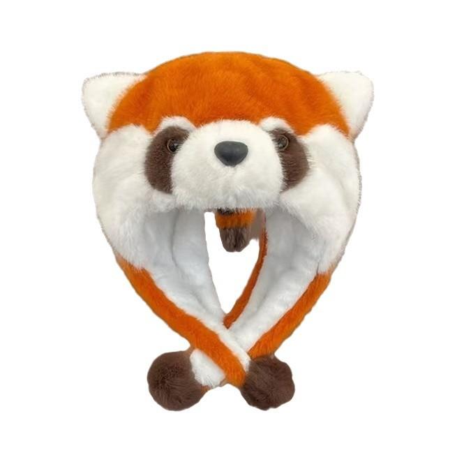 Little raccoon ear protectors pinch ears move cute little panda plush hat female winter thermal pullover hat