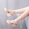 Shoes Women Summer High Heel Platform Wedges Sandals Ankle Buckle Strap Closed Toe Comfortable Casual Shoe