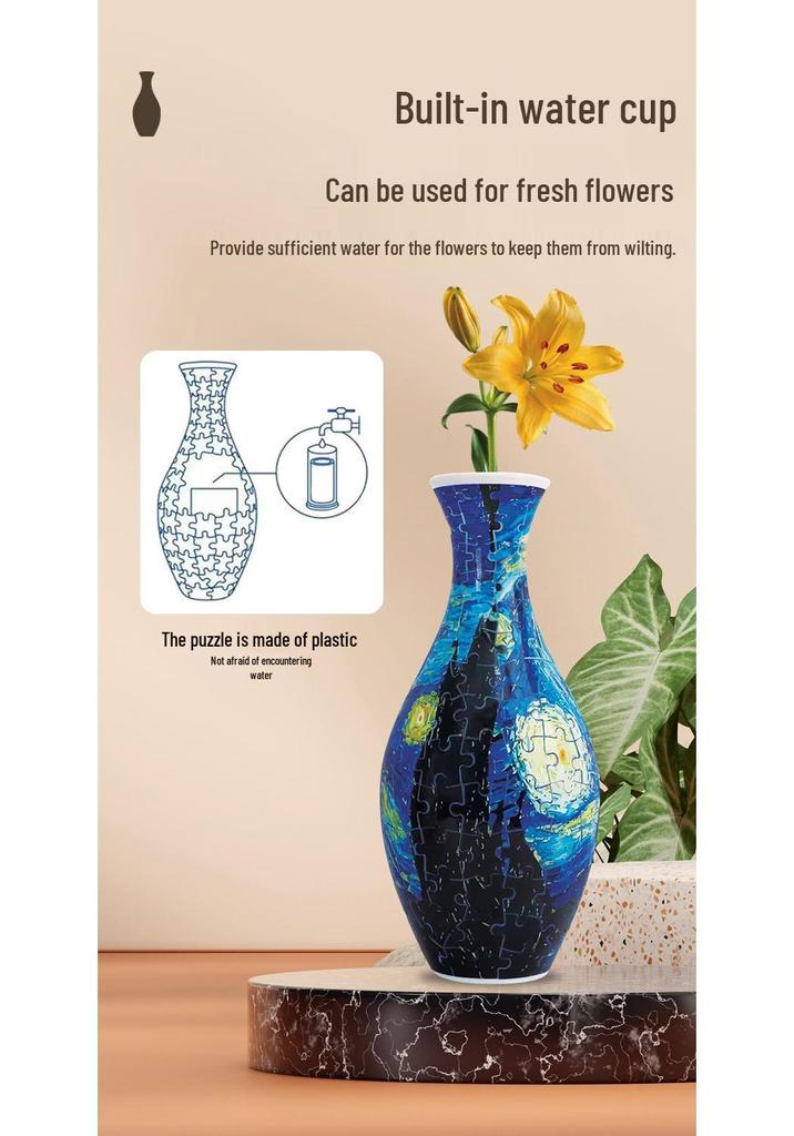 Blue & White Porcelain 3D Puzzle Vase: DIY Ornament & Flower Arrangement Toy for Kids