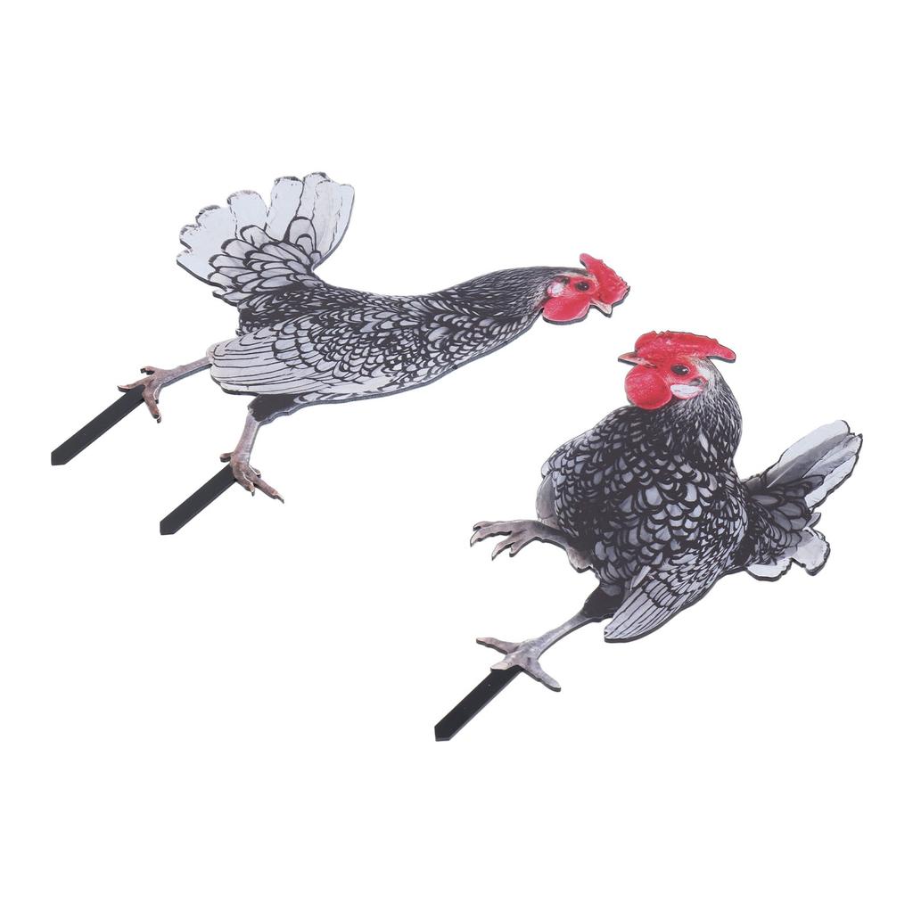 2ks Kuřecí výzdoba na dvorku Barevné poutavé realistické akrylové dekorativní zahradní slepice vytyčují ven