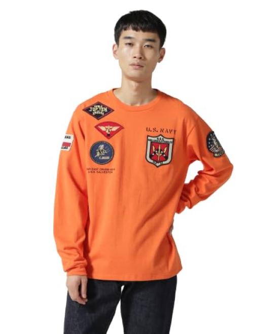 

AVIREX TOP GUN PATCHED L/S T-SHIRT 783-3930018 men s L orange