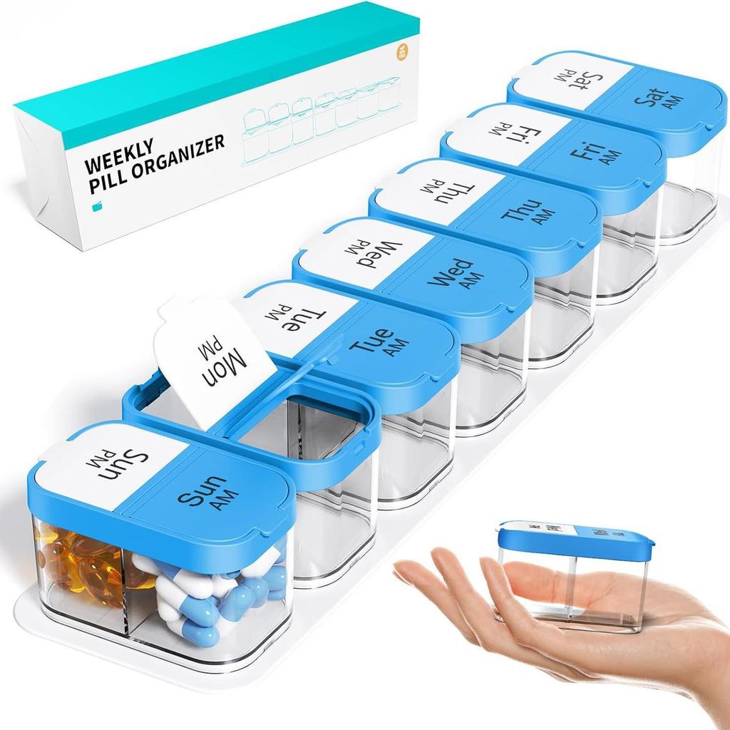 Portable Weekly Pill Organizer - Seven Day Medicine Dispenser Box