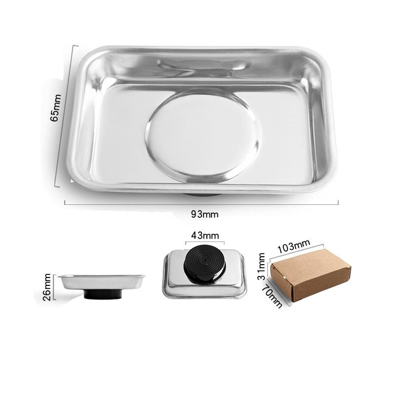 1Pcs Stainless Steel Magnetic Parts Rectangular Trays Screw Wrench Organizing Hardware Accessories Magnetic Tray