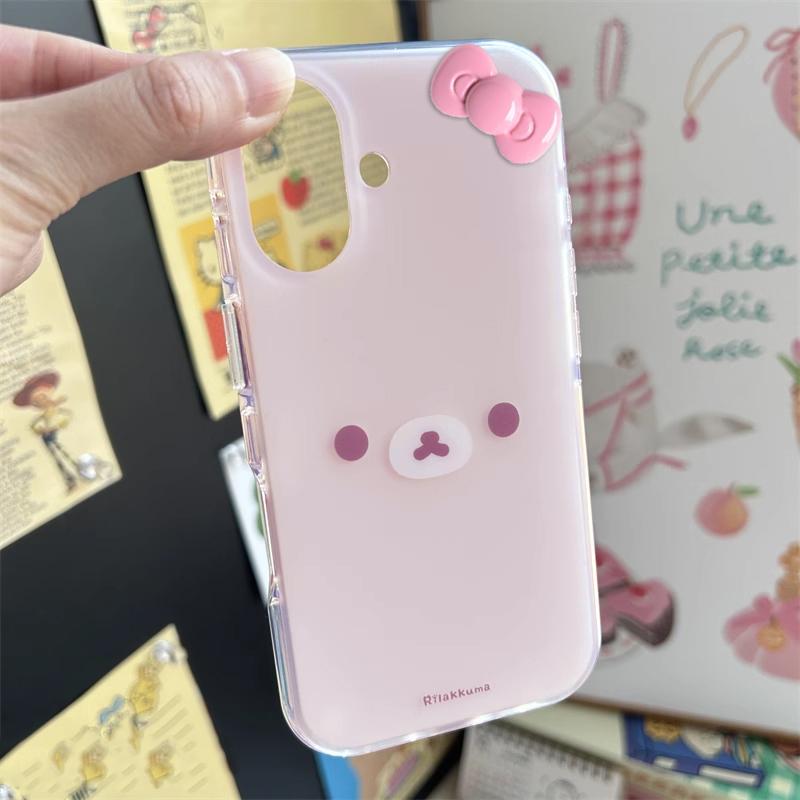 Giappone Coreano Stile INS Orso Carino e Rilassato Custodia per Telefono per iPhone 16 15 14 13 12 11 Pro Max XR XS 7 8 Plus MINI Y2K Copertura Fortunata