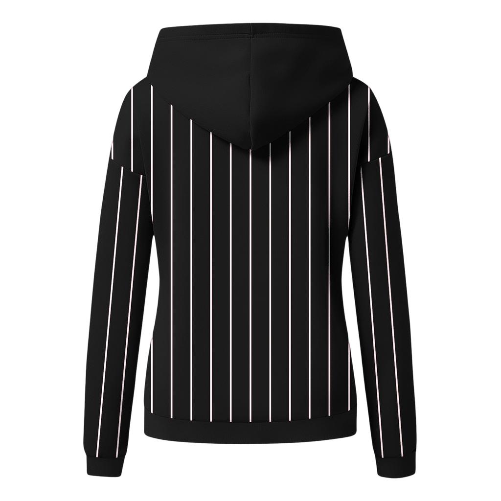 Women's Chest Pleated Vertical Stripes Long-sleeved Hooded Sweatshirt