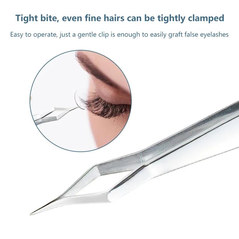Lash Extension Tweezers Anti Slip Stainless Steel Curved Tip Straight Tweezers High Precision Nail Art Makeup Beauty Tools