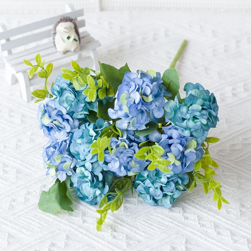 35cm Pink Rose Silk Bouquet Hydrangea Artificial Flower 10Heads for Wedding Table Vase Home Decoration Mother's Day Gifts