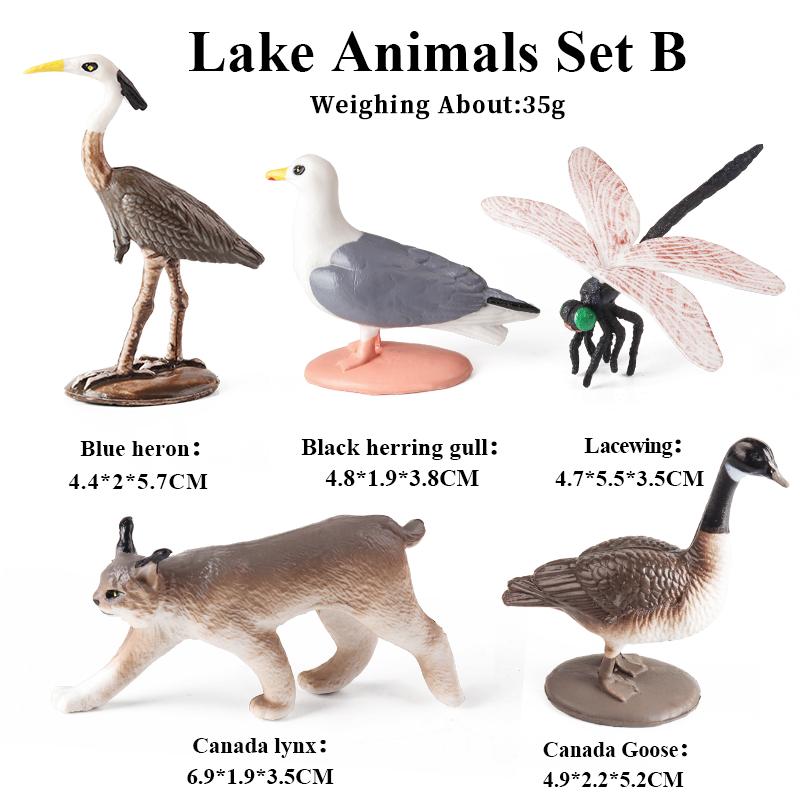 Oenux Mini Wild Wild Forest Animals Insect Dinosaur Model Owl Fox Squirrel Hedgehog Fox Frog Figurines Cake Toppers Kid Toy Gift