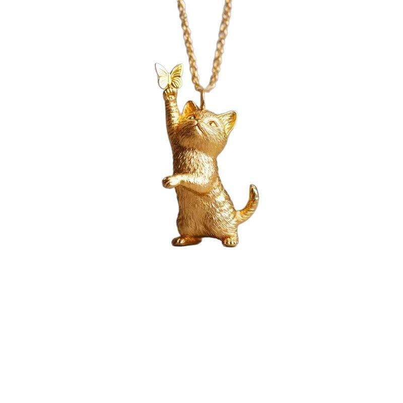 Cat Catches Butterflies Exquisite Versatile Temperament Personality High Sense Niche Design Necklace